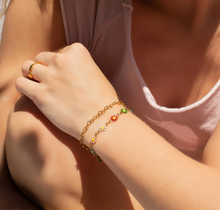 Load image into Gallery viewer, Multi Colored Floral Chain Bracelet