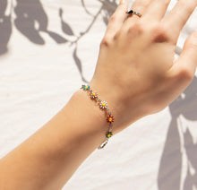 Load image into Gallery viewer, Multi Colored Floral Chain Bracelet