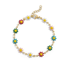 Load image into Gallery viewer, Multi Colored Floral Chain Bracelet