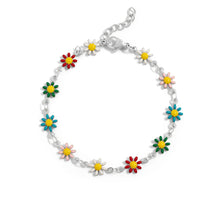 Load image into Gallery viewer, Multi Colored Floral Chain Bracelet